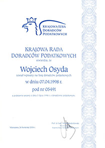 Wpis na listę doradców